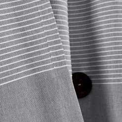 Kirklands Home Buttons and Stripes Curtain Panel Set, 84 in. Gray Clearance