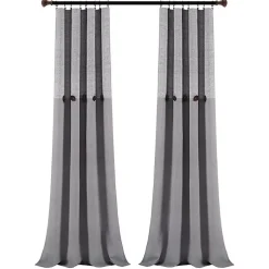 Kirklands Home Buttons and Stripes Curtain Panel Set, 84 in. Gray Clearance