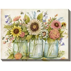 Kirklands Home Buzzing Bouquets Outdoor Canvas Art Print Multi Best