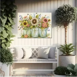 Kirklands Home Buzzing Bouquets Outdoor Canvas Art Print Multi Best