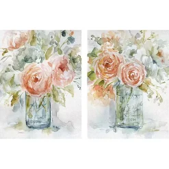 Kirklands Home Cabbage Roses I & II Canvas Art Prints, Set of 2 Outlet