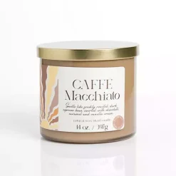 Candles>Kirklands Home Caffe Macchiato 14 oz. Gold Lid 3-Wick Jar Candle