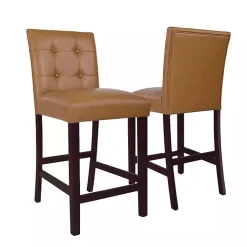 Kirklands Home Camel Faux Leather Jeremy Counter Stools, Set of 2 Brown Online