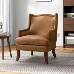 Kirklands Home Camel Faux Leather Ophelia Accent Chair Tan Online