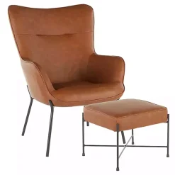 Kirklands Home Camel Faux Leather 2-pc. Chair and Ottoman Set Brown Best