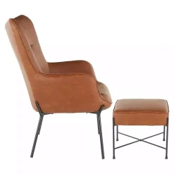 Kirklands Home Camel Faux Leather 2-pc. Chair and Ottoman Set Brown Best