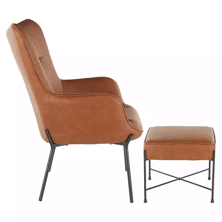 Kirklands Home Camel Faux Leather 2-pc. Chair and Ottoman Set Brown Best