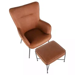 Kirklands Home Camel Faux Leather 2-pc. Chair and Ottoman Set Brown Best