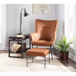 Kirklands Home Camel Faux Leather 2-pc. Chair and Ottoman Set Brown Best