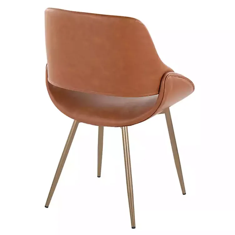 Kirklands Home Camel Faux Leather Scooped Accent Chairs, Set of 2 Brown Hot
