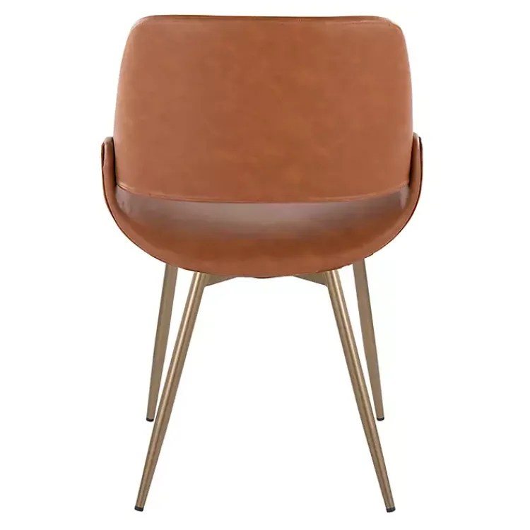 Kirklands Home Camel Faux Leather Scooped Accent Chairs, Set of 2 Brown Hot
