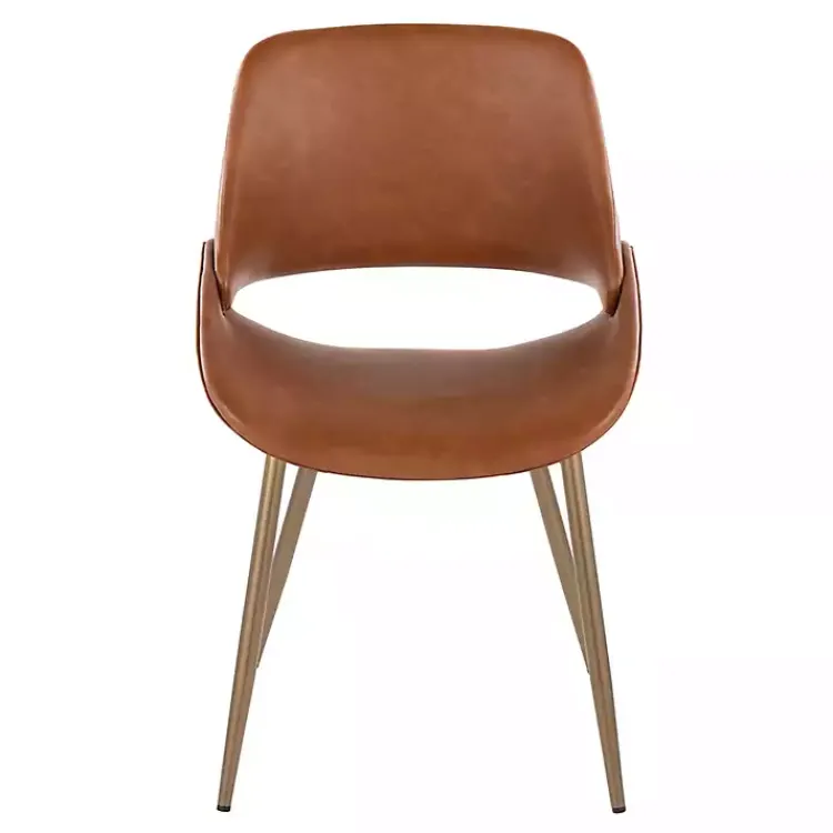 Kirklands Home Camel Faux Leather Scooped Accent Chairs, Set of 2 Brown Hot
