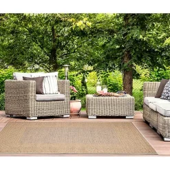 Kirklands Home Camel Leopard Border Outdoor Area Rug, 5x7 Tan Best