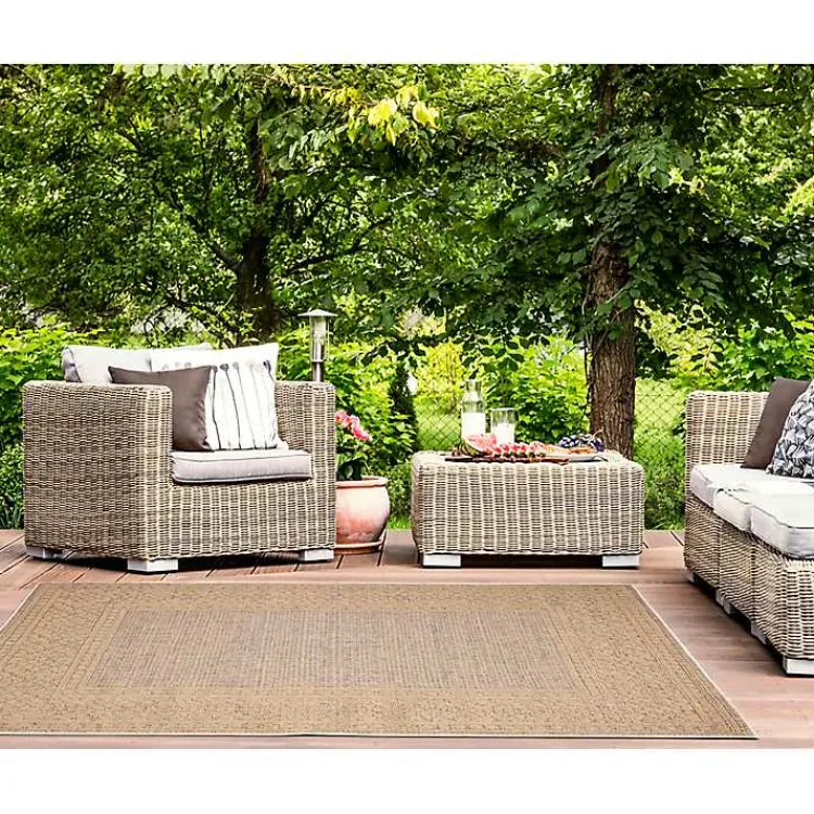 Kirklands Home Camel Leopard Border Outdoor Area Rug, 5x7 Tan Best