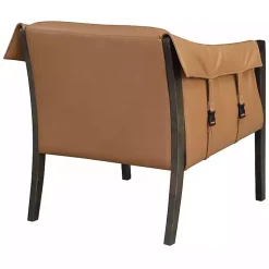 Kirklands Home Camel Parkfield Faux Leather Accent Chair Brown New