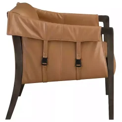 Kirklands Home Camel Parkfield Faux Leather Accent Chair Brown New