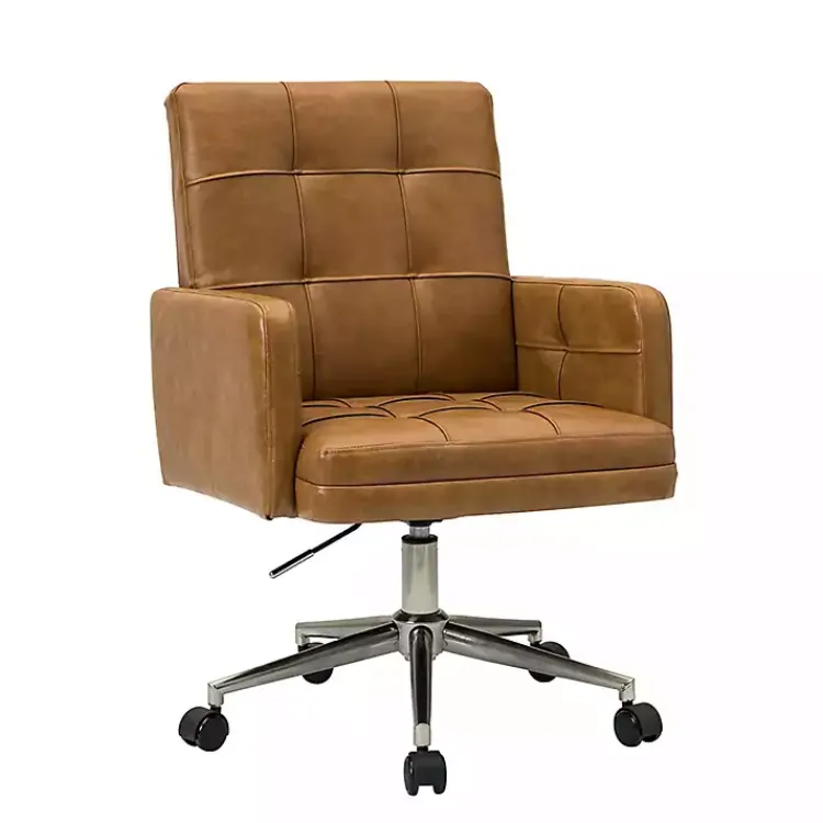 Kirklands Home Camel Tufted Faux Leather Swivel Office Chair Tan Online