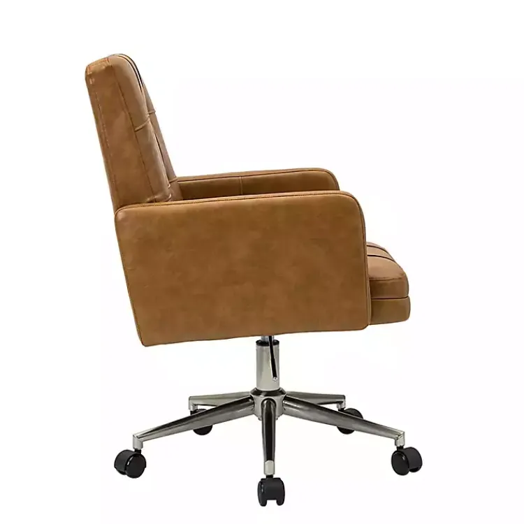 Kirklands Home Camel Tufted Faux Leather Swivel Office Chair Tan Online