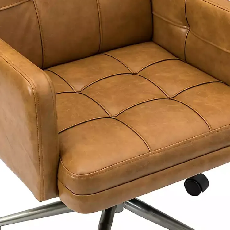 Kirklands Home Camel Tufted Faux Leather Swivel Office Chair Tan Online