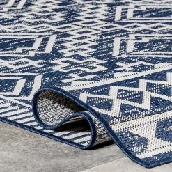 Kirklands Home Cammie Blue Moroccan Tribal Outdoor Rug, 8x10 Clearance