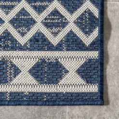Kirklands Home Cammie Blue Moroccan Tribal Outdoor Rug, 8x10 Clearance
