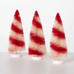 Christmas Decorations>Kirklands Home Candy Cane Bottle Brush Christmas Trees, Set of 3