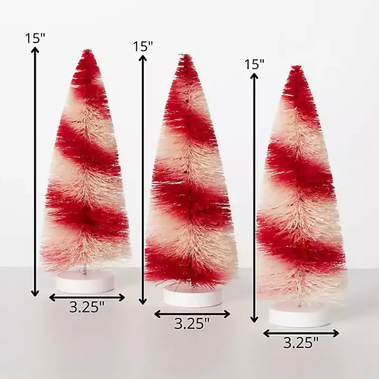 Christmas Decorations>Kirklands Home Candy Cane Bottle Brush Christmas Trees, Set of 3