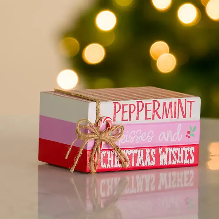 Christmas Decorations>Kirklands Home Candy Cane Christmas Bookstack