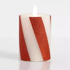 Flameless Candles>Kirklands Home Candy Cane Stripe LED Pillar Candle, 5 in.