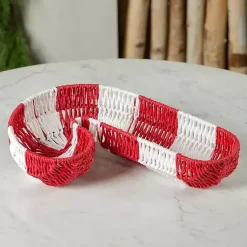 Christmas Decorations>Kirklands Home Candy Cane Woven Tray