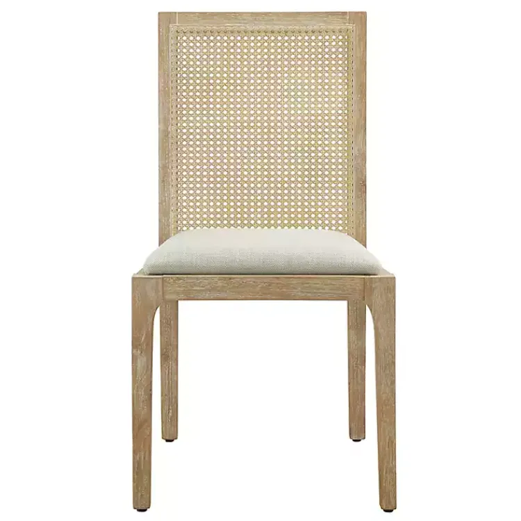 Kirklands Home Cane Back Upholstered Wood Dining Chairs, Set of 2 Tan Hot