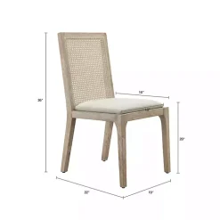 Kirklands Home Cane Back Upholstered Wood Dining Chairs, Set of 2 Tan Hot