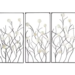 Kirklands Home Capiz Flowers Metal Wall Plaques, Set of 3 Best