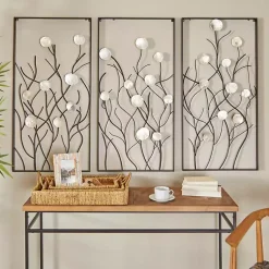 Kirklands Home Capiz Flowers Metal Wall Plaques, Set of 3 Best