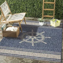 Kirklands Home Captiva Nautical Helm Outdoor Area Rug, 5x7 Sale