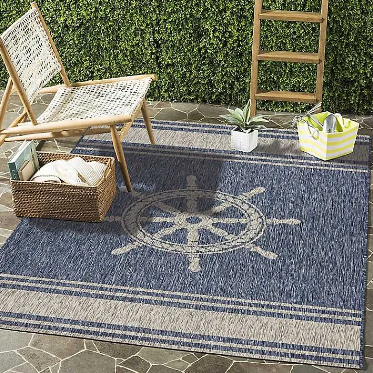 Kirklands Home Captiva Nautical Helm Outdoor Area Rug, 7x9 Outlet