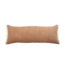 Pillows>Kirklands Home Caramel Coated Lumbar Accent Pillow with Fringe Brown