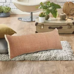 Pillows>Kirklands Home Caramel Coated Lumbar Accent Pillow with Fringe Brown