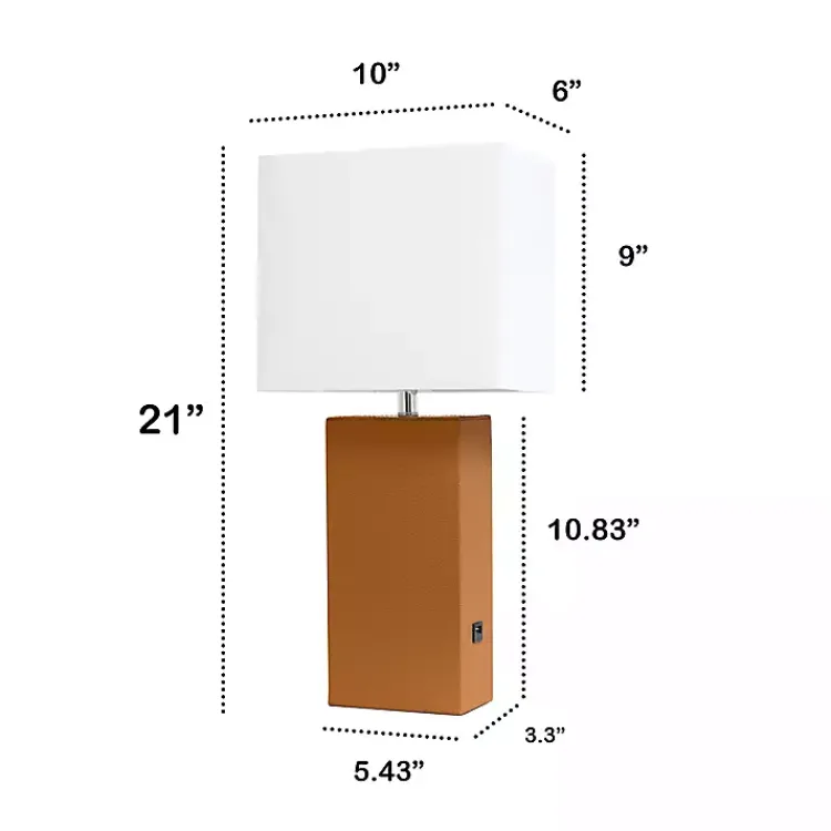 Kirklands Home Caramel Faux Leather Charging Table Lamp Tan Hot