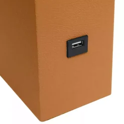 Kirklands Home Caramel Faux Leather Charging Table Lamp Tan Hot