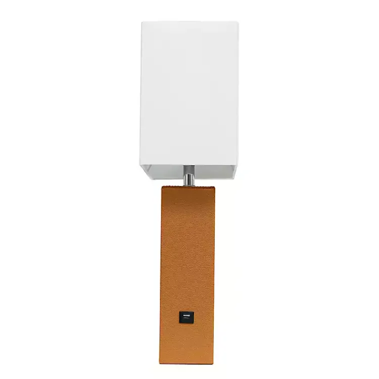 Kirklands Home Caramel Faux Leather Charging Table Lamp Tan Hot