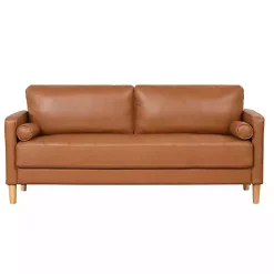 Kirklands Home Caramel Faux Leather Chelsea Sofa Brown