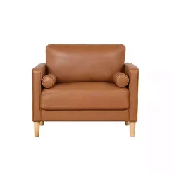 Kirklands Home Caramel Faux Leather Chelsea Accent Chair Brown Clearance