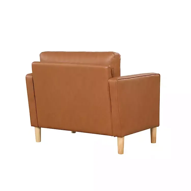 Kirklands Home Caramel Faux Leather Chelsea Accent Chair Brown Clearance