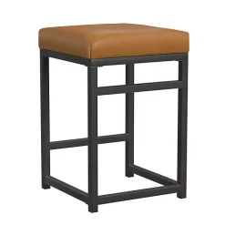Kirklands Home Caramel Faux Leather Upholstered Counter Stool Tan Clearance