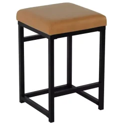 Kirklands Home Caramel Faux Leather Upholstered Counter Stool Tan Clearance