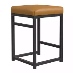 Kirklands Home Caramel Faux Leather Upholstered Counter Stool Tan Clearance