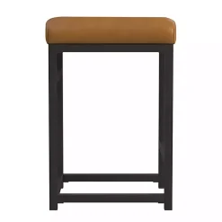 Kirklands Home Caramel Faux Leather Upholstered Counter Stool Tan Clearance