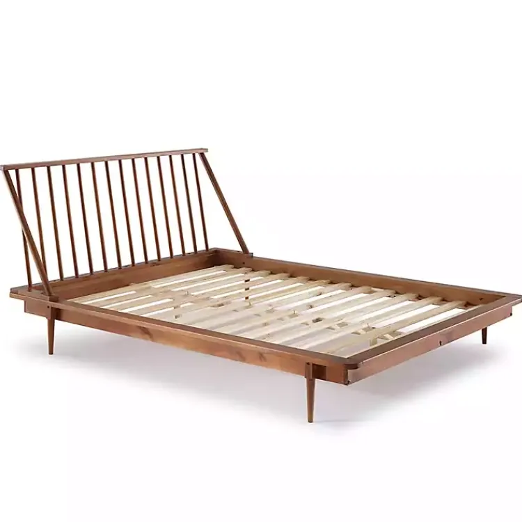 Kirklands Home Caramel Mid-Century Modern Queen Bed Frame Brown Clearance