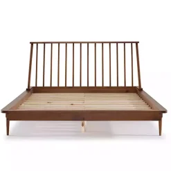 Kirklands Home Caramel Mid-Century Modern Queen Bed Frame Brown Clearance